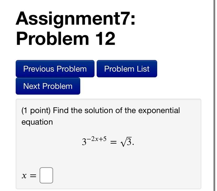 Solved Assignment7: Problem 10 Previous Problem Problem List | Chegg.com