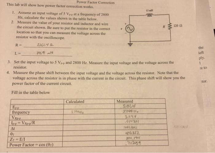 Solved 15 Power Factor Correction This lab will show how | Chegg.com