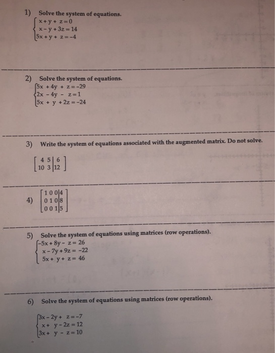 solve the system of equations x y z 4