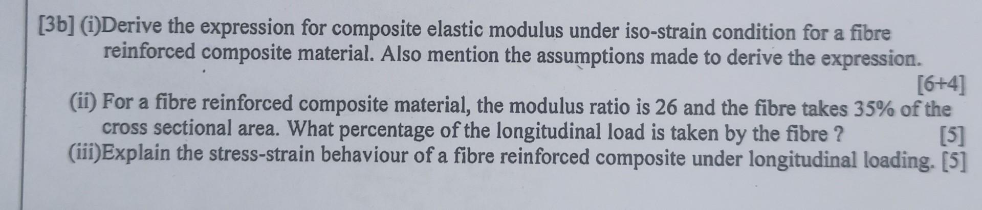 Solved [3b] (i)Derive the expression for composite elastic | Chegg.com