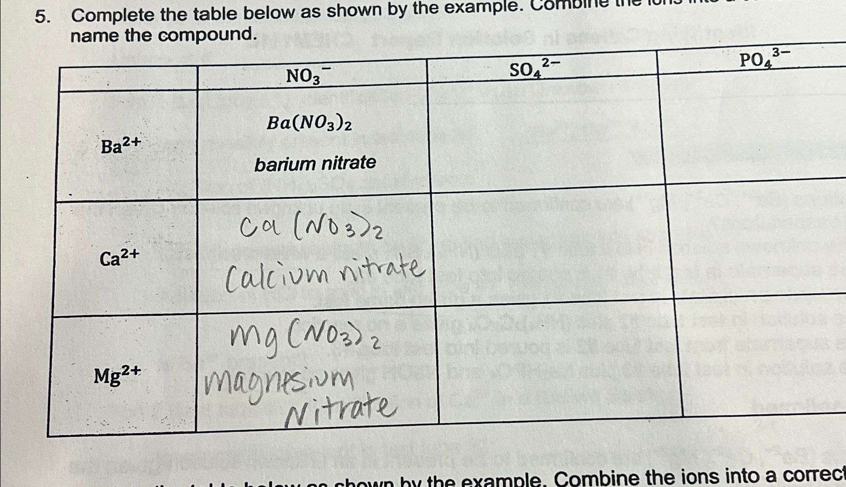 Solved Complete the table below as shown by the example. | Chegg.com