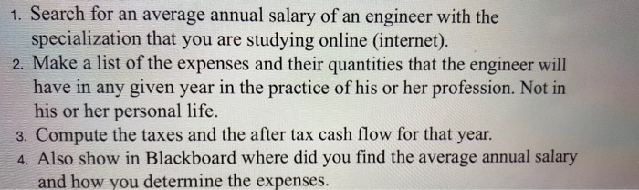 1. Search for an average annual salary of an engineer | Chegg.com