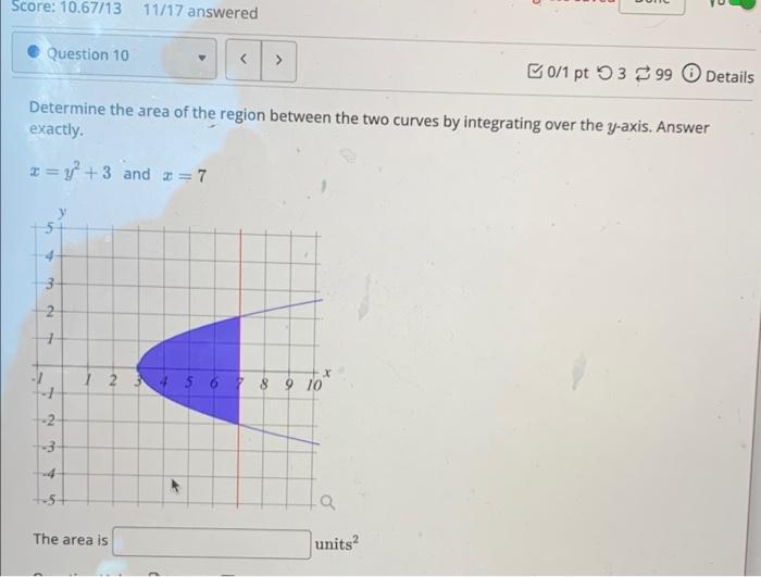 Solved Determine the area of the region between the two | Chegg.com