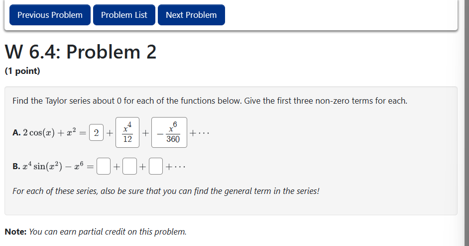 Solved Find the Taylor series about 0 ﻿for each of the | Chegg.com