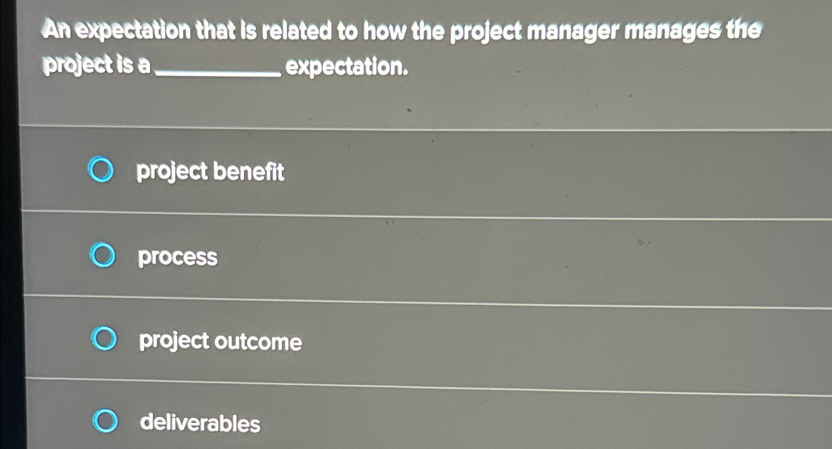 Solved An expectation that is related to how the project | Chegg.com