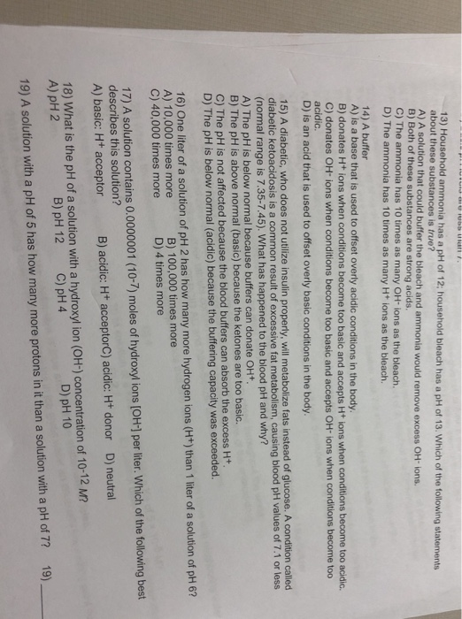 Solved Question 6 Bleach is a highly basic substance