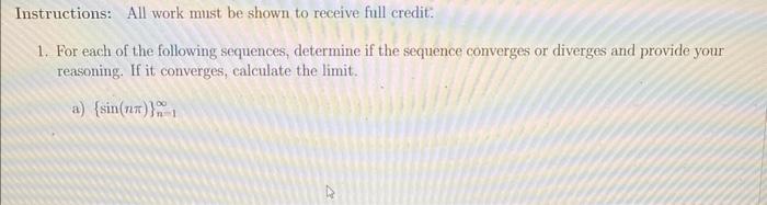 Solved instructions: All work must be shown to receive full | Chegg.com