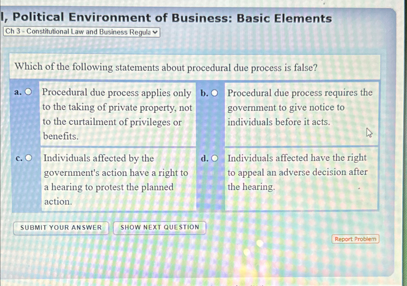 Solved I, Political Environment of Business: Basic | Chegg.com