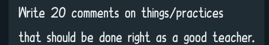 Write 20 comments on things/practices that should be | Chegg.com