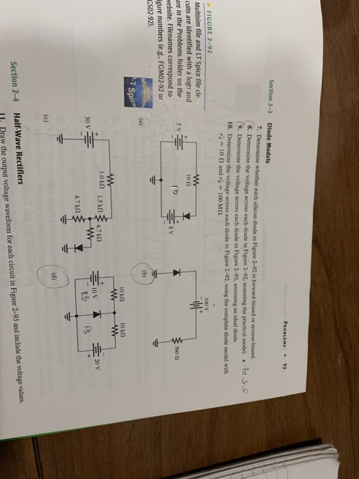 Solved PROBLEMS. Section 2-3 Diode Models 7. Determine | Chegg.com