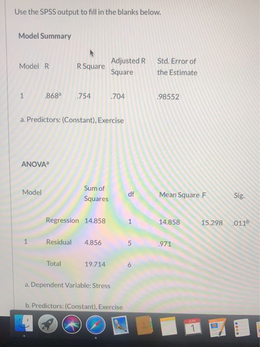 Solved Use the SPSS output to fill in the blanks below. | Chegg.com