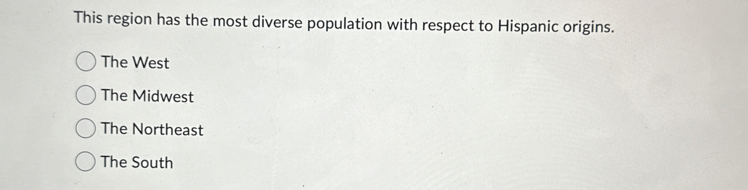 Solved This region has the most diverse population with | Chegg.com