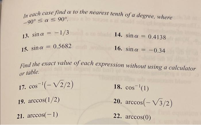 Given Sin (90 – a) = 1/2 , find without using tables or calculators the  value of Cos a.