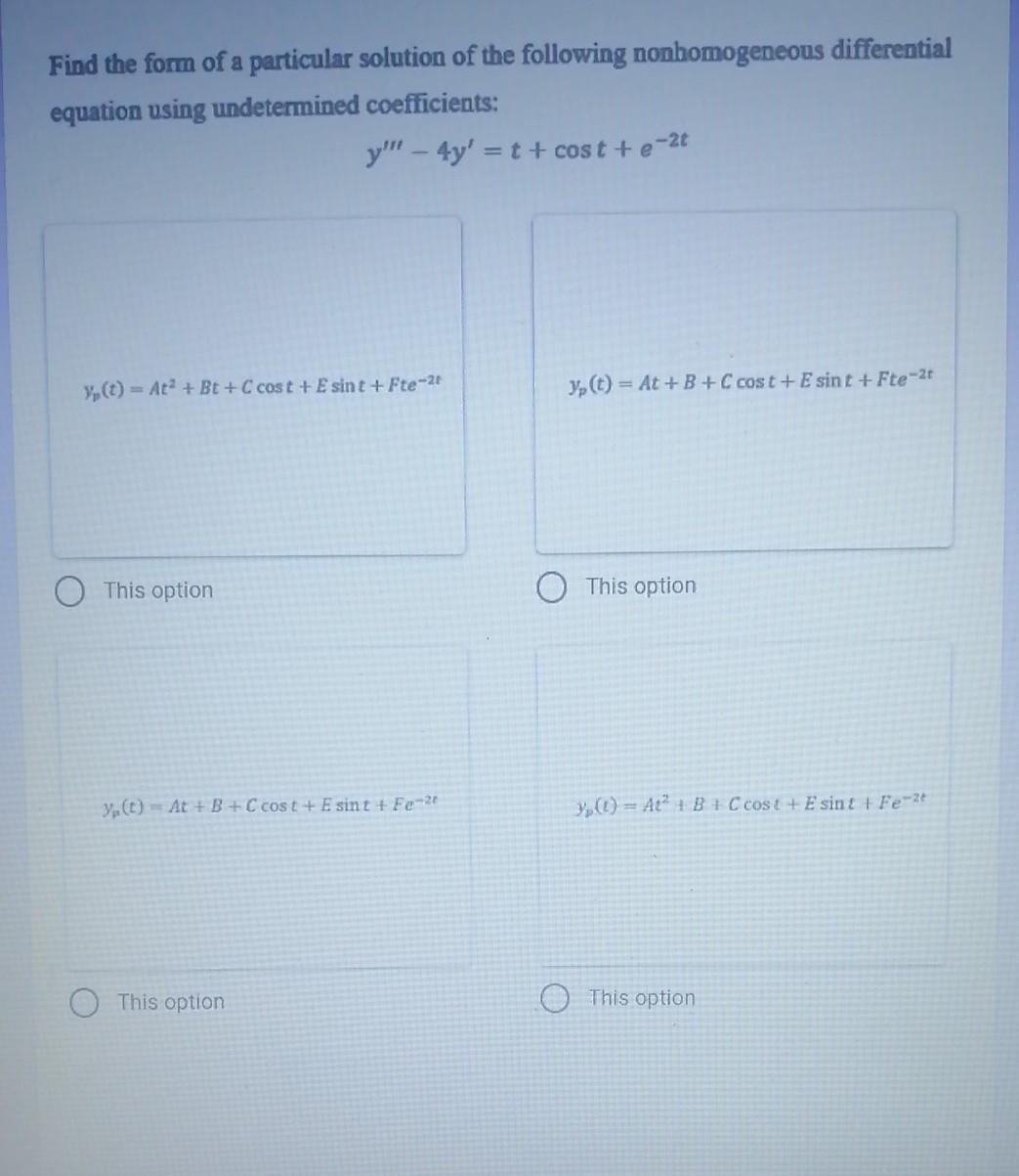 Solved Find the form of a particular solution of the | Chegg.com