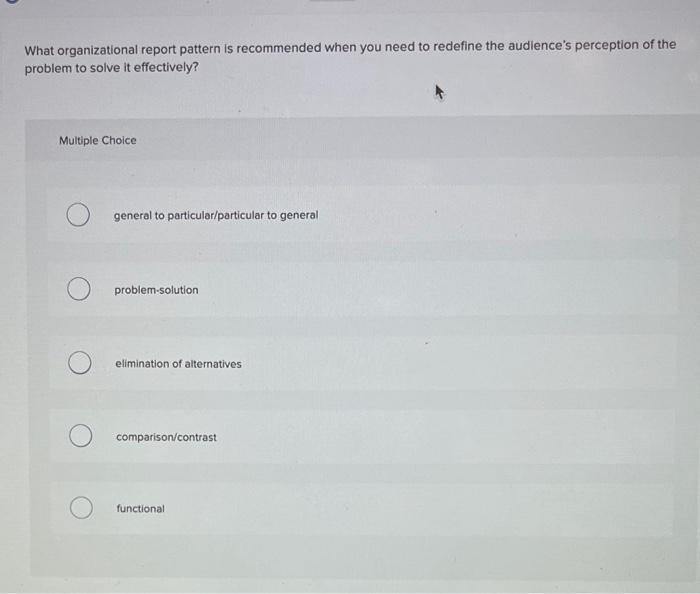 What organizational report pattern is recommended | Chegg.com