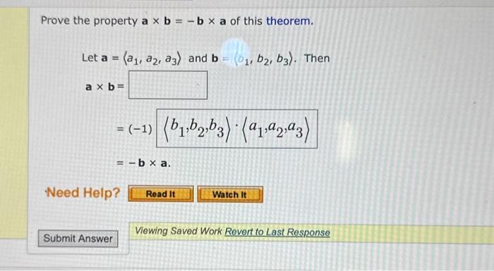 Solved Prove The Property A×b=−b×a Of This Theorem. Let | Chegg.com