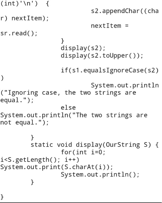 foojay - getting started with java - 03. using... Solved Add functionality using JAVA code, to the OurString | Chegg.com