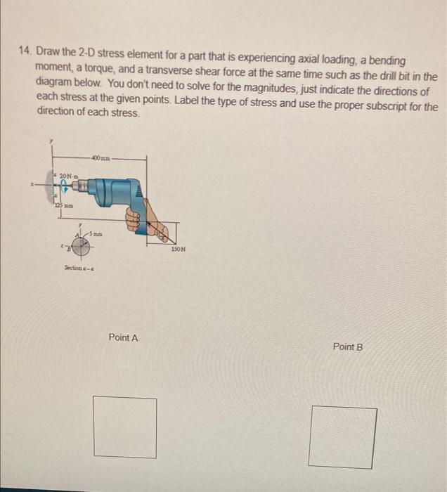Solved 14. Draw the 2-D stress element for a part that is | Chegg.com