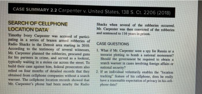 Solved Case Summary 2 2 Carpenter V United States 138 S