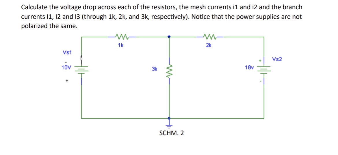 Calculate the voltage drop across each of the