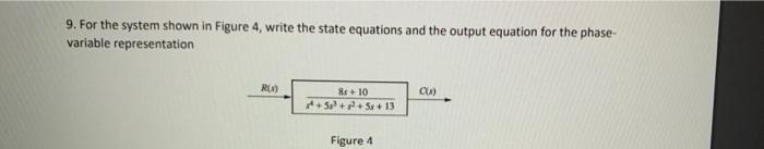 Solved 9. For the system shown in Figure 4, write the state | Chegg.com