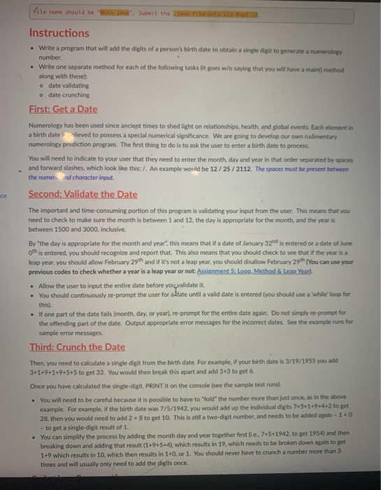 Solved file name should be "Main.java. Submit the evenly | Chegg.com