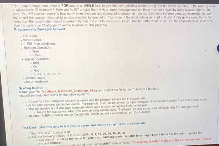 Solved I want you to implement either a FOR loop or a WHILE | Chegg.com