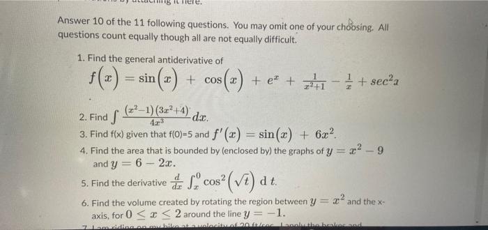 Solved Answer 10 of the 11 following questions. You may omit | Chegg.com