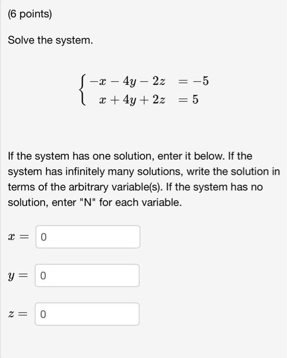 Solved Solve The System. | Chegg.com