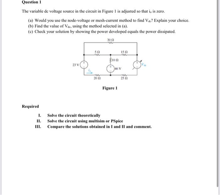 Solved the variable dc voltage source in the circuit in chegg