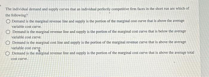 Solved The individual demand and supply curves that an | Chegg.com