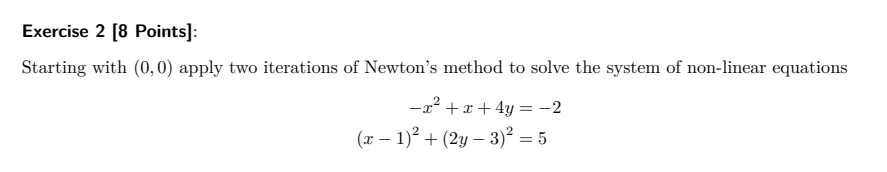 Solved Exercise 2 [8 ﻿Points]:Starting with (0,0) ﻿apply two | Chegg.com