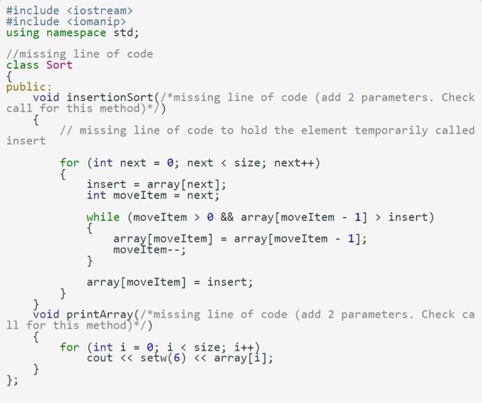 Solved The program below is expected to sort the numbers of | Chegg.com