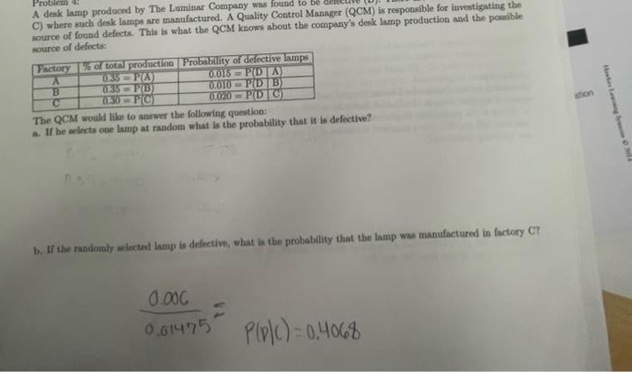 A desk lamp produced by The Luminar Company was found to be cerc ( \( \mathrm{QM} \) ) is responsible for investigating the C