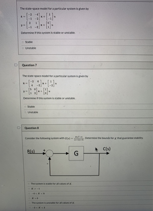 Solved The state-space model for a particular system is | Chegg.com
