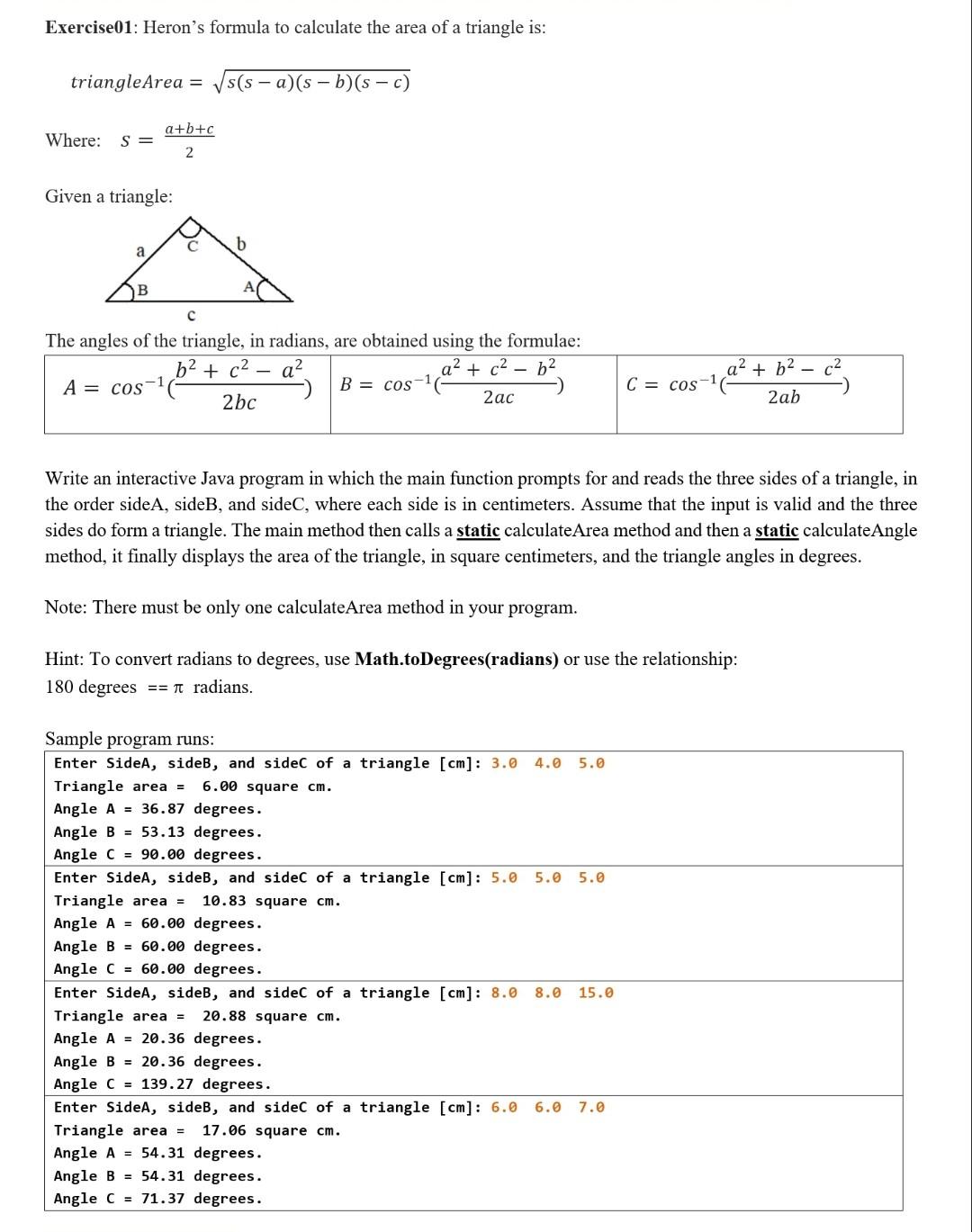 calculate area of triangle by heron's formula