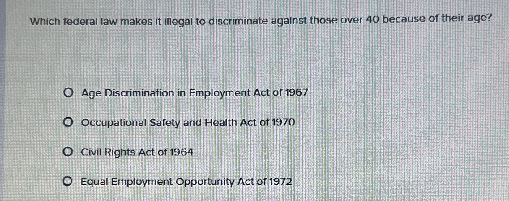 Solved Which federal law makes it illegal to discriminate