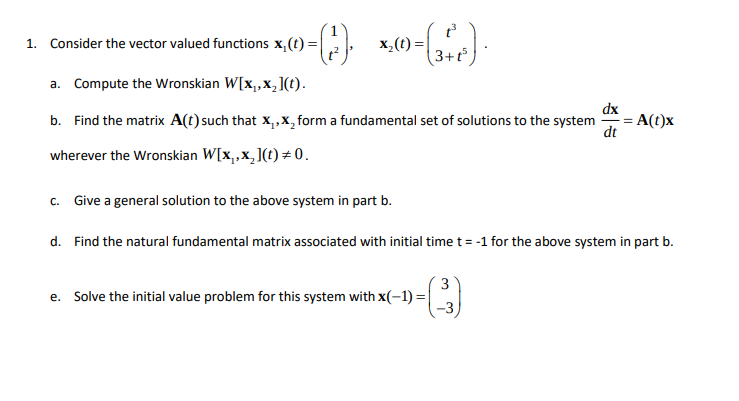 Solved Consider the vector valued functions | Chegg.com