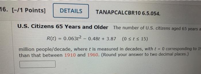 Solved U.S. Citizens 65 Years and Older The number of U.S. | Chegg.com
