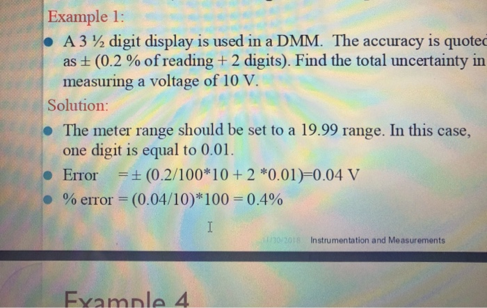 Solved Example 1: A 3% digit display is used in a DMM. The | Chegg.com