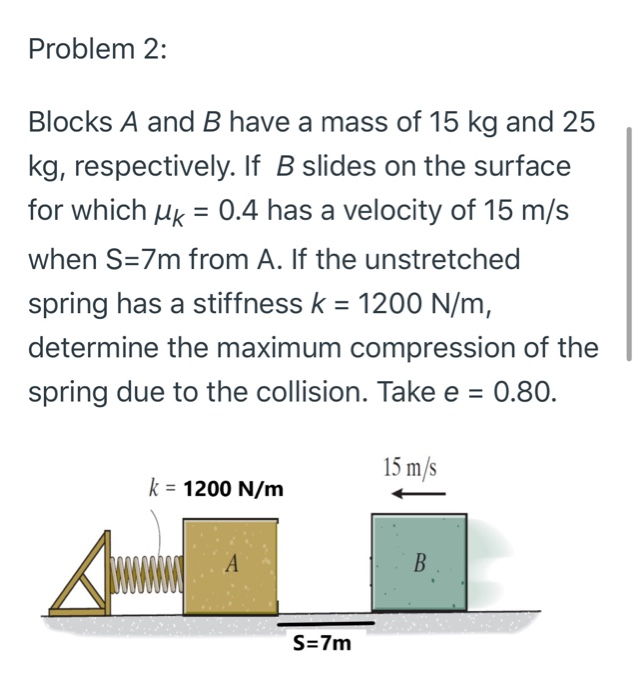 Solved Problem 2: Blocks A And B Have A Mass Of 15 Kg And 25 | Chegg.com