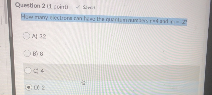 Solved Question 5 (1 point) Saved The electron in a ground | Chegg.com
