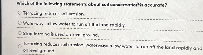 Solved Which of the following statements about soil | Chegg.com