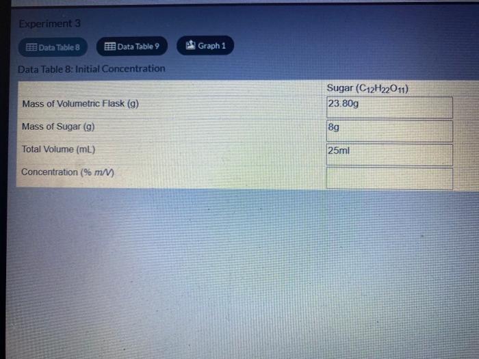 experiment 3 data table 9 solutions