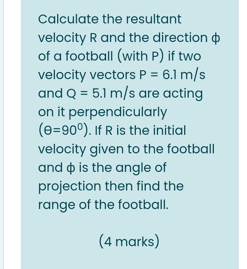 Solved Calculate The Resultant Velocity R And The Directi Chegg Com