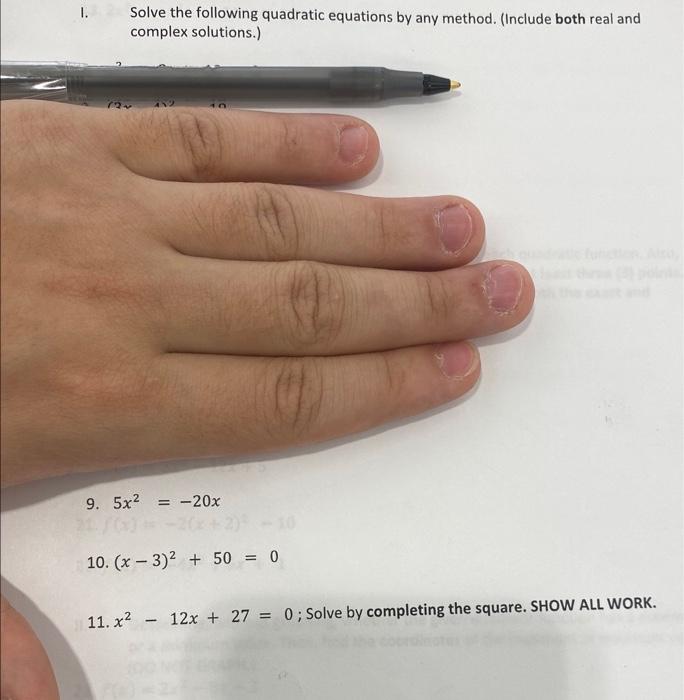Solved 1. Solve the following quadratic equations by any | Chegg.com