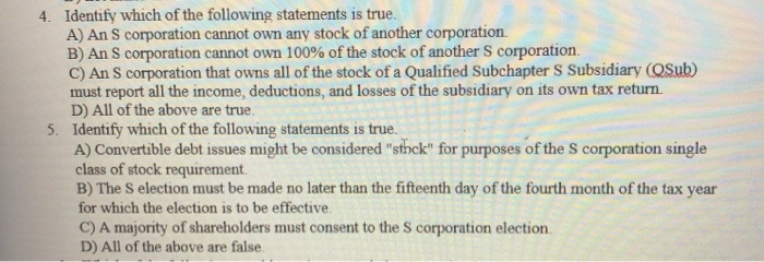 Solved 4. Identify which of the following statements is | Chegg.com - Which Of The Following Is True Of An Llc