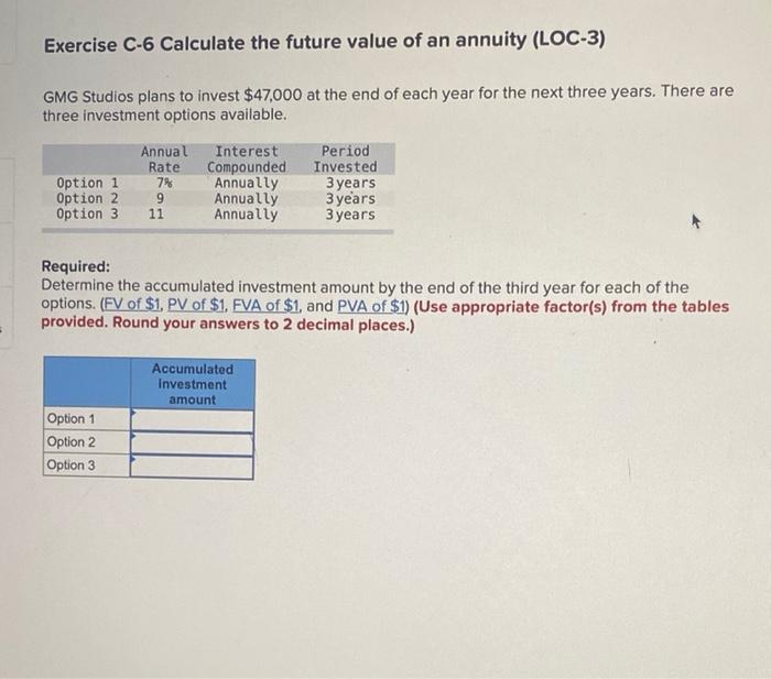 Solved Exercise C-6 Calculate The Future Value Of An Annuity | Chegg.com