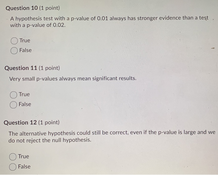 Solved Question 10 (1 point) A hypothesis test with a | Chegg.com