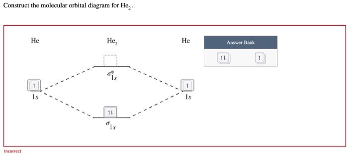Solved Construct the molecular orbital diagram for He, He | Chegg.com